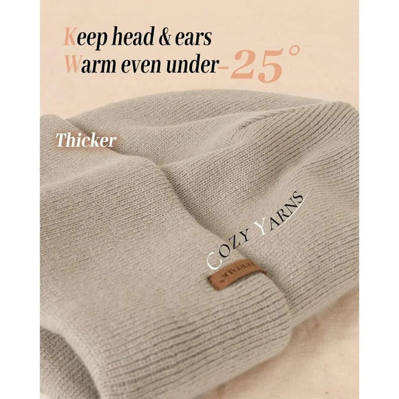 Furtalk Unisex Knit  Beanie Acrylic Winter Soft Warm Toque Hat Pull-On Closure - Picture 4 of 7